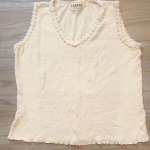Cream Ribbed Tank Top with Textured Style